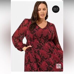 Torrid NEW Women's Tea Length Clip Dot Open Back‎ A-Line Dress Size 1X